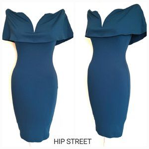 WINDSOR Sleeveless Neck and Body Panel Cape Bodycon Stretch Sheath Dress XS NWT